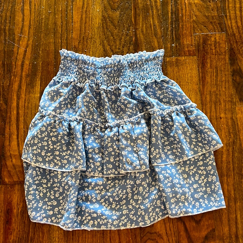 Floral Blue Skirt | Size S
